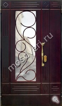 Темная двустворчатая остекленная дверь из массива - купить от производителя Мосдвери Темная двустворчатая остекленная дверь из массива